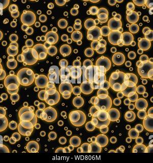 Vector Golden On Black Abstract Bubbles Texture Seamless Pattern Background Stock Vector