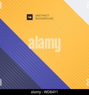 Abstract striped lines diagonal pattern on yellow, purple colors background. Vector illustration Stock Vector