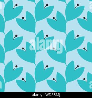 Stylized geometric flower pattern in aqua and black . A pretty floral vector design background. Stock Vector