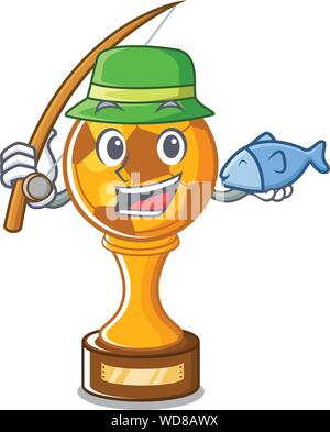 Fishing soccer trophy in the cartoon drawer Stock Vector