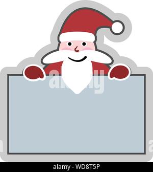 Santa Claus holding empty sign badge or sticker vector illustration Stock Vector