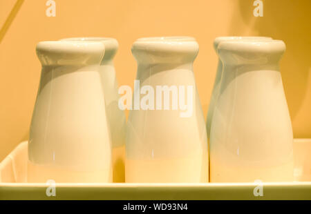 white color milk bottle in the box Stock Photo