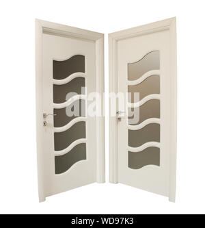 modern interior wooden door in white background Stock Photo