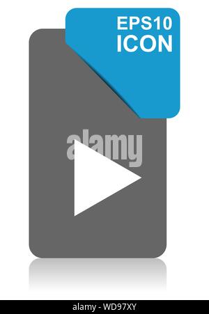Play black and blue vector pointer icon on white background in eps 10 Stock Vector