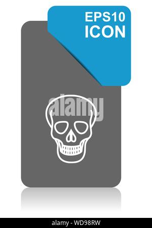 Skull black and blue vector pointer icon on white background in eps 10 Stock Vector