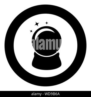 Crystal ball Glass sphere Spirutual concept Magic crystal ball icon in circle round black color vector illustration flat style simple image Stock Vector