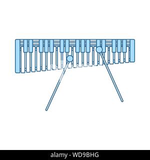 Xylophone Icon. Thin Line With Blue Fill Design. Vector Illustration. Stock Vector