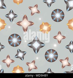 Seamless pattern with colorful scattered gems on light background. Colorful illustration in realistic style. Vector illustration EPS10 Stock Vector