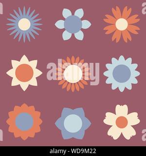 Seamless pattern with various floral elements. Colorful illustration in the style flat. Vector EPS10. Stock Vector