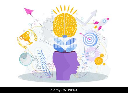 Brain is like a tree growing in a human head. Stock Vector