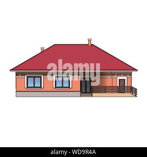 Architectural facade of a house. Vector realistic illustration. Isolated on white background. EPS10 Stock Vector