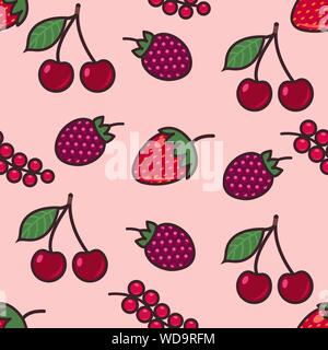 Seamless pattern background with berries, colorful illustration, eps10, clipping mask applied Stock Vector