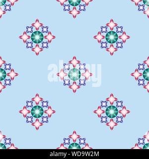 Seamless pattern with colorful gems on light background. Colorful illustration in realistic style. Vector illustration EPS10 Stock Vector