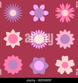 Seamless pattern with various floral elements. Colorful illustration in the style flat. Vector EPS10. Stock Vector