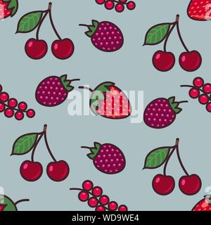 Seamless pattern background with berries, colorful illustration, eps10, clipping mask applied Stock Vector