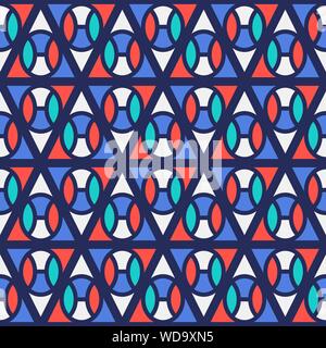 Seamless pattern with geometric shapes, colorful illustration, eps10. Clipping mask applied. Stock Vector