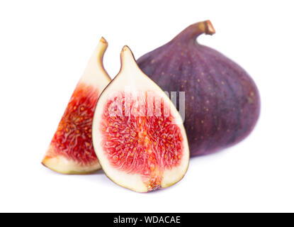 Fresh purple fig fruit isolated on white background. Ripe fig fruit. Stock Photo