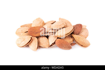 Almonds nuts isolated on white background. Almond in shell. Stock Photo