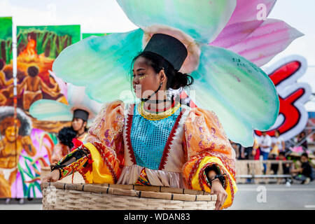 Tribal Dancers Performing At The Dinagyang Festival, Iloilo City, Panay Island, The Philippines Stock Photo