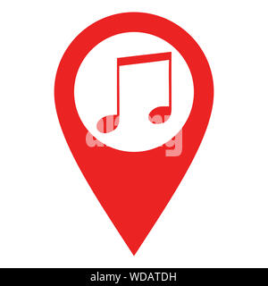 Music note and location pin Stock Photo