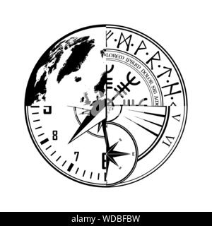 Black isolated circle symbol with different four elements Stock Vector