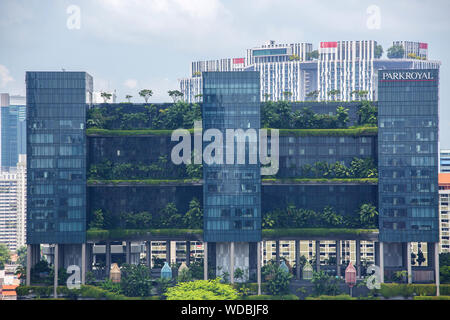 Architecture design of the beautiful lush Park Royal Pickering Hotel, Singapore. Stock Photo