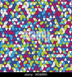 Multicolored seamless mosaic pattern created with small triangles. Stock Vector