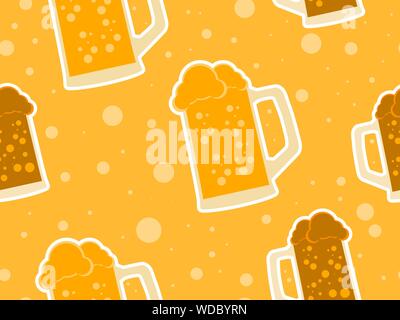 Glass of beer seamless pattern for promotional products, wrapping paper and printing. Vector illustration Stock Vector