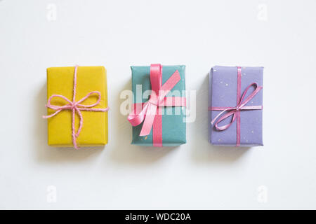 Gift boxes isolated on white background Stock Photo