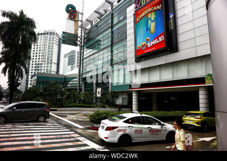 QUEZON CITY, PHILIPPINES – AUGUST 24, 2019: Buildings and other residential and commercial establishments inside the Araneta Center in Cubao, Quezon C Stock Photo