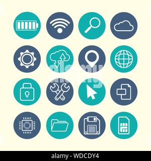 flat design gadgets technology icons Stock Vector
