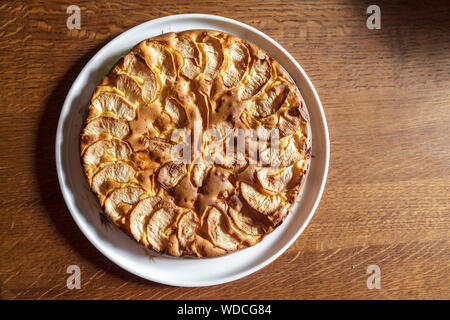Traditional French apple pie just out of the oven. Stock Photo