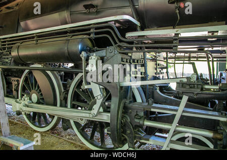 old Steam engine wheels and mechanicals Stock Photo