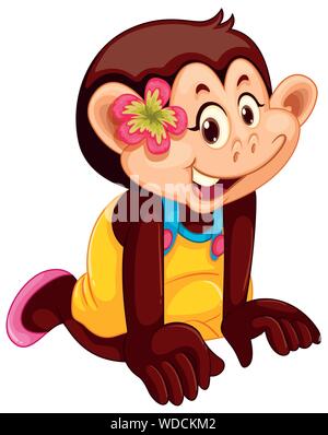 Cute monkey in human-like pose isolated illustration Stock Vector