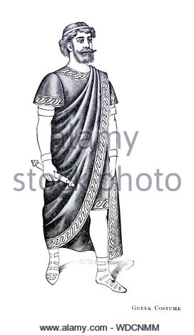 Greek costume, vintage illustration from 1900 Stock Photo