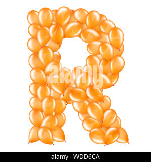 Orange letter R from helium balloons part of English alphabet. Stock Photo