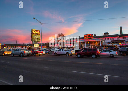 El Ranch Motel, Gallup, New Mexico at sunset Stock Photo