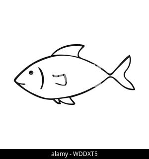 Black and white vector icon of fish Stock Vector