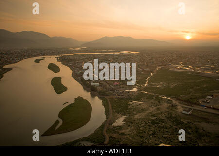 View of Bayan-Olgyi, western Mongolia Stock Photo