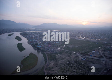 View of Bayan-Olgyi, western Mongolia Stock Photo