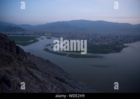 View of Bayan-Olgyi, western Mongolia Stock Photo