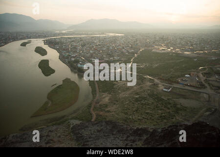 View of Bayan-Olgyi, western Mongolia Stock Photo