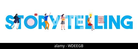 Storytelling. Text telling stories information communication message. Vector illustration Stock Vector