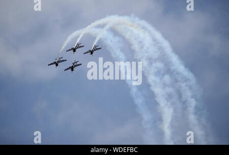 The Blades Aerobatic Display Team perform for the crowds on day one of the Bournemouth Air Festival. Stock Photo