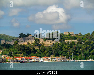 Venetian fortress overlooks the town of Vonitsa,Aetolia-Acarnania,Greece,Europe Stock Photo