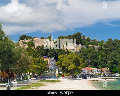 Venetian fortress overlooks the town of Vonitsa,Aetolia-Acarnania,Greece,Europe Stock Photo