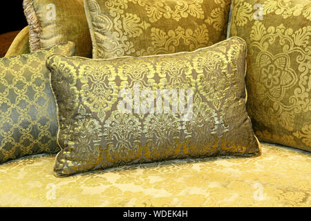 Green decorative pillows made from decorative textile Stock Photo