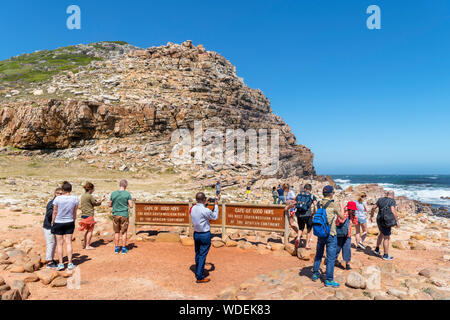 Tourists at the Cape of Good Hope, the most south western point on the African continent, Western Cape, South Africa Stock Photo