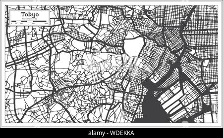 Tokyo Japan City Map in Retro Style. Outline Map. Vector Illustration. Stock Vector