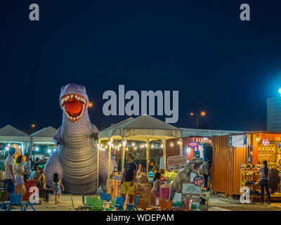 Chonburi, THAILAND - APR 30, 2017: Big Balloon dinosaurs in kids park on APR 30 2017. at  Treebox Sriracha, Thailand. Stock Photo